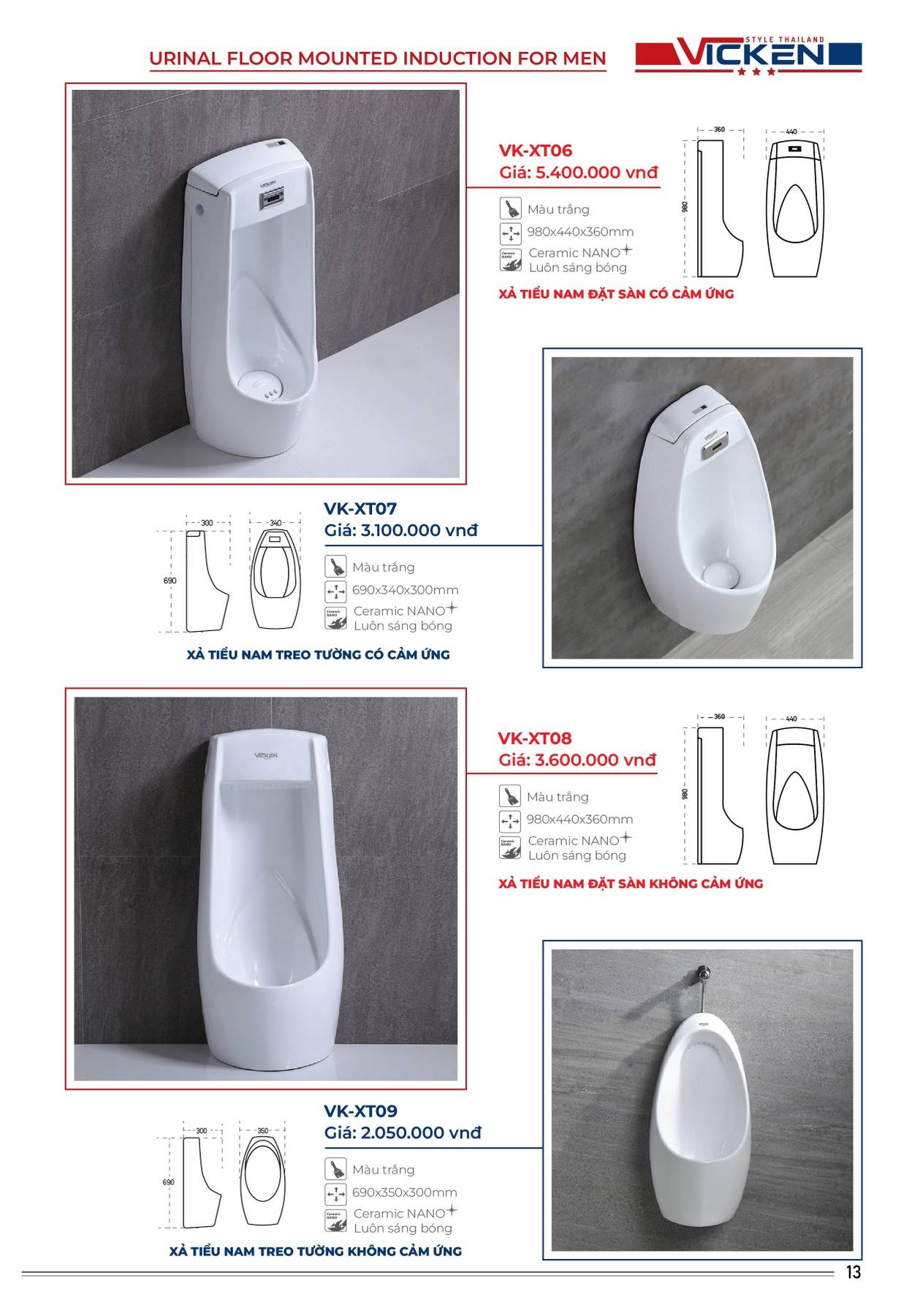 Catalogue và Bảng giá Thiết bị vệ sinh VICKEN 2025 /Page 13